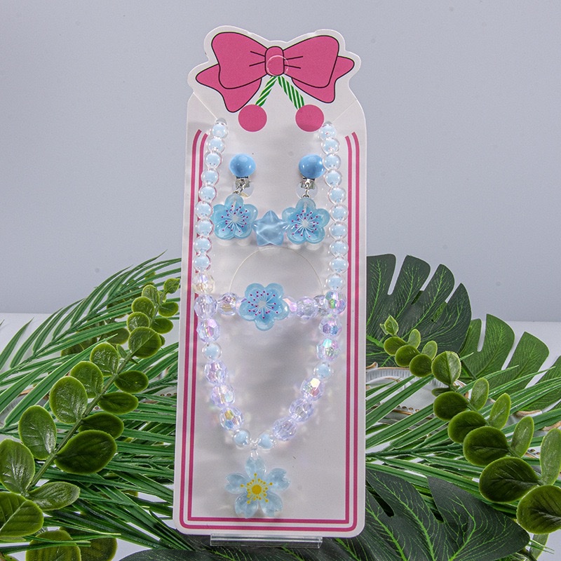 新款儿童饰品项链手链耳夹戒指樱花公主女童首饰套装参加直销详情图7