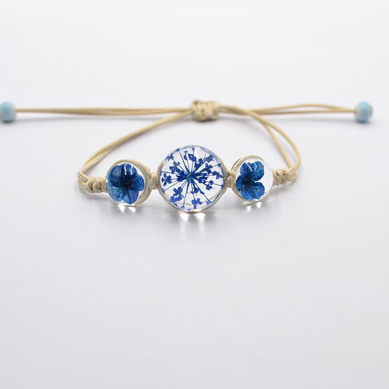 厂家直销批发手链玻璃干花手饰水仙花植物标本小清新甜美风手链 详情图3