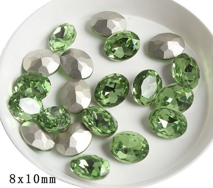 网红椭圆8*10鸽子蛋超闪美甲尖底钻饰品配件白底实物图