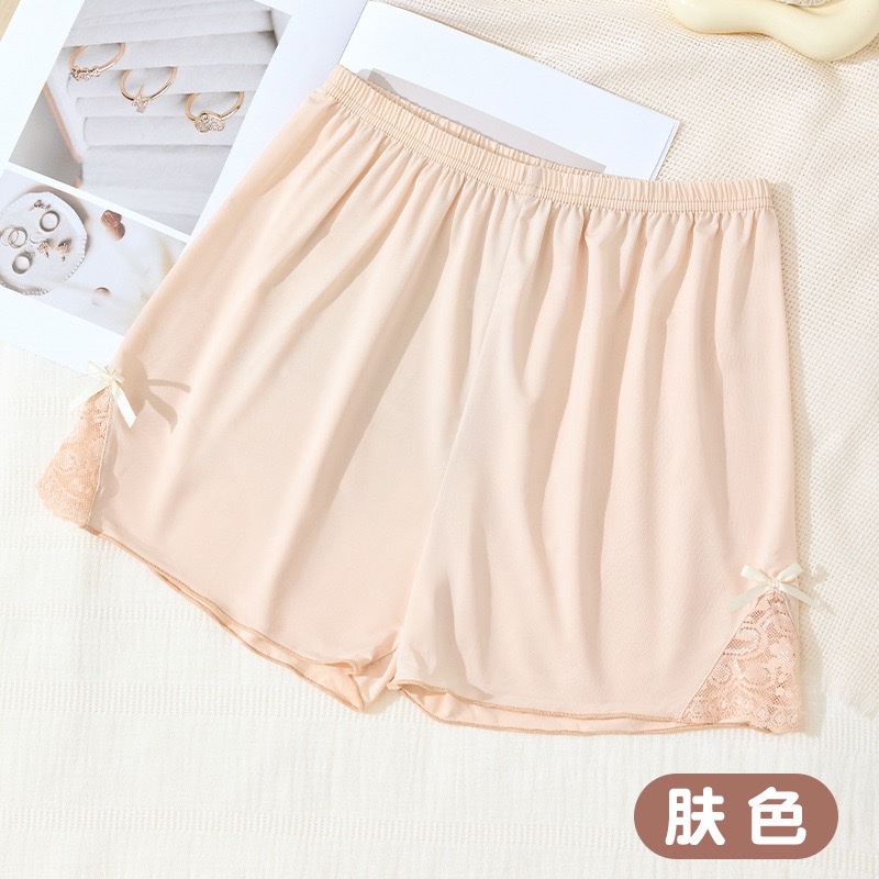 New summer ice silk safety pants for women, lace side bow base, short pants with floral edges that expose Item Picture