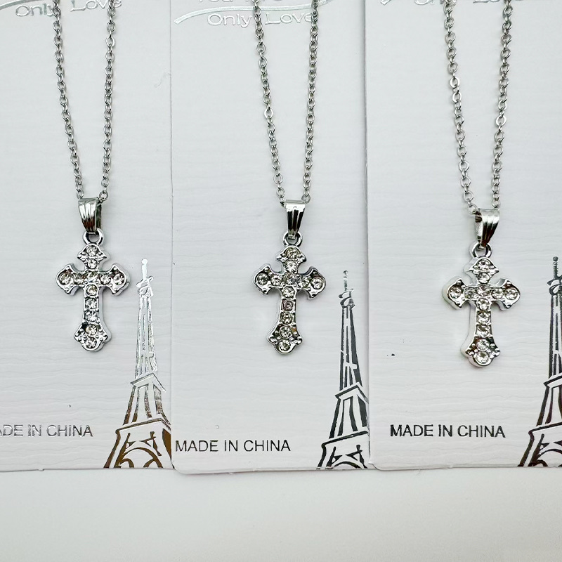 Simple and individual cross necklace, fashionable and creative new style, unisex trendy clothing chain accessory Cross necklace Specification image
