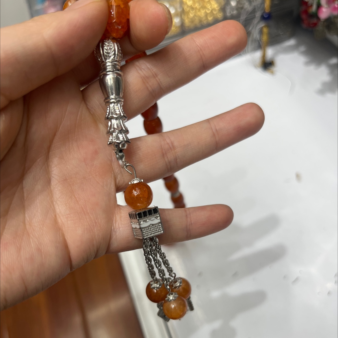 穆斯林玻璃念珠 泰斯比哈 伊斯兰教 33颗手串朝拜 穆斯林 玻璃水晶朝觐 念珠手持水晶手串文玩手串详情图4