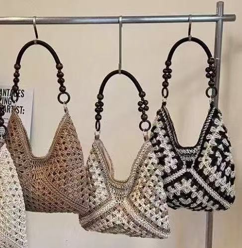 拉菲草包手工编织女包文艺草编包包