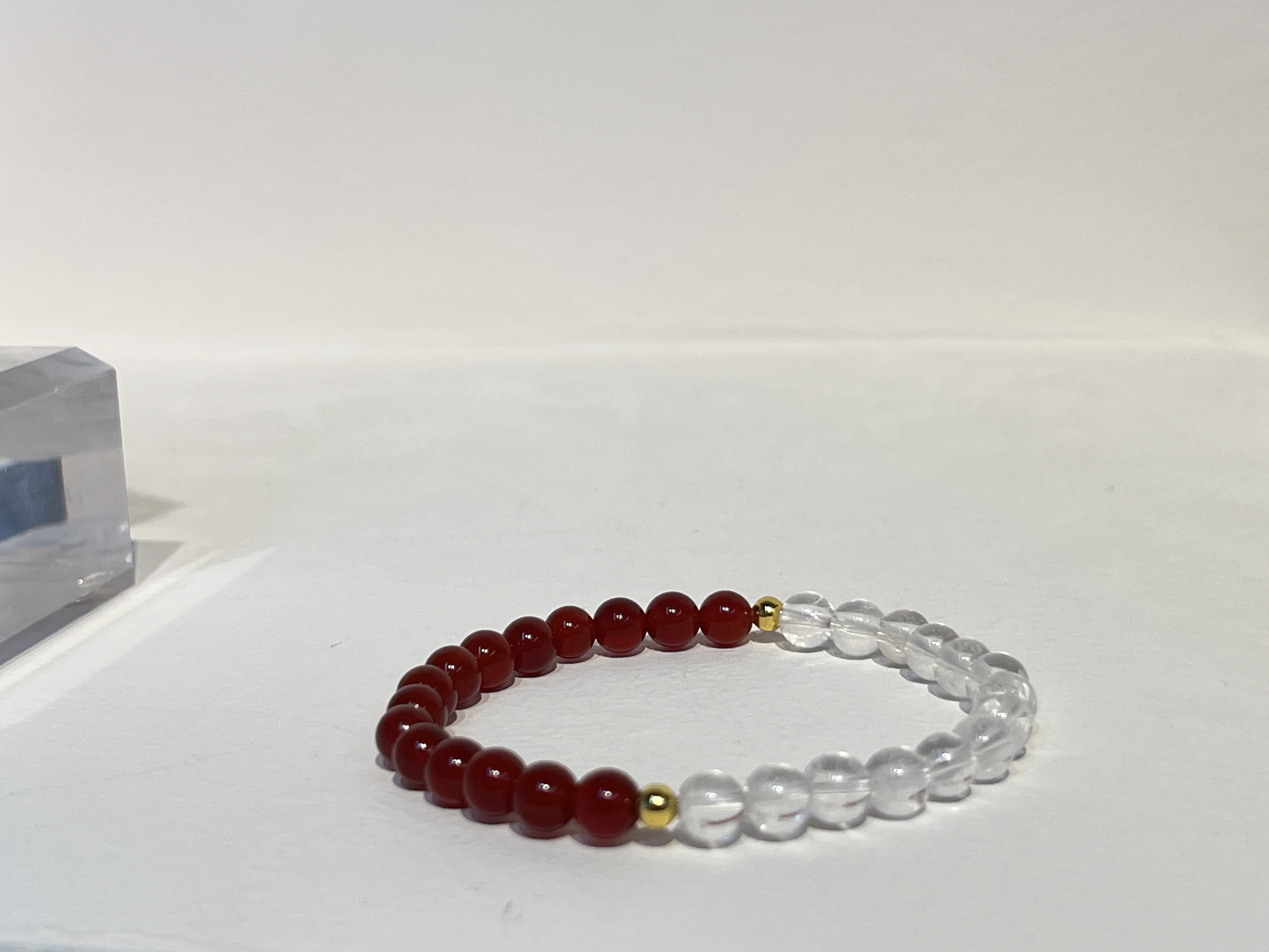 定制天然红玛瑙白水晶手串女生生日礼物手链小众设计款首饰批发