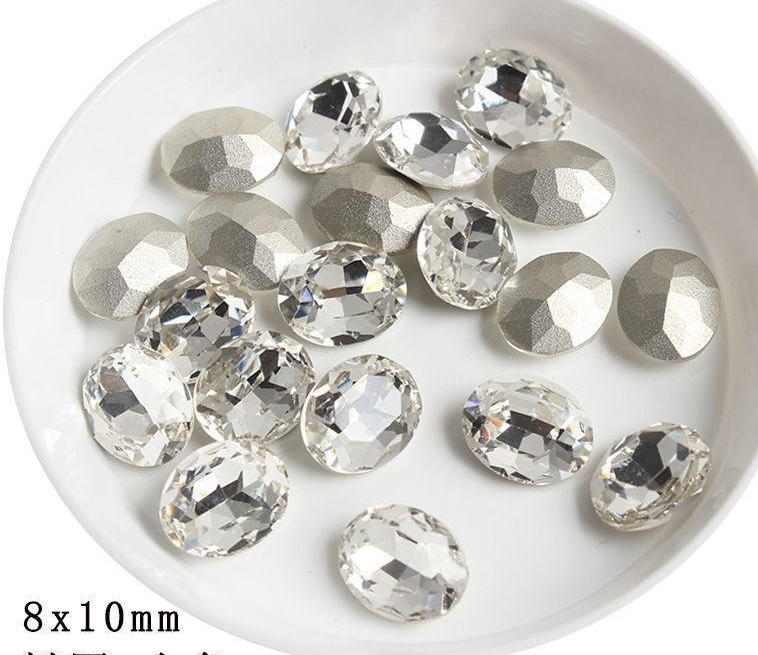 网红椭圆8*10鸽子蛋超闪美甲尖底钻饰品配件细节图