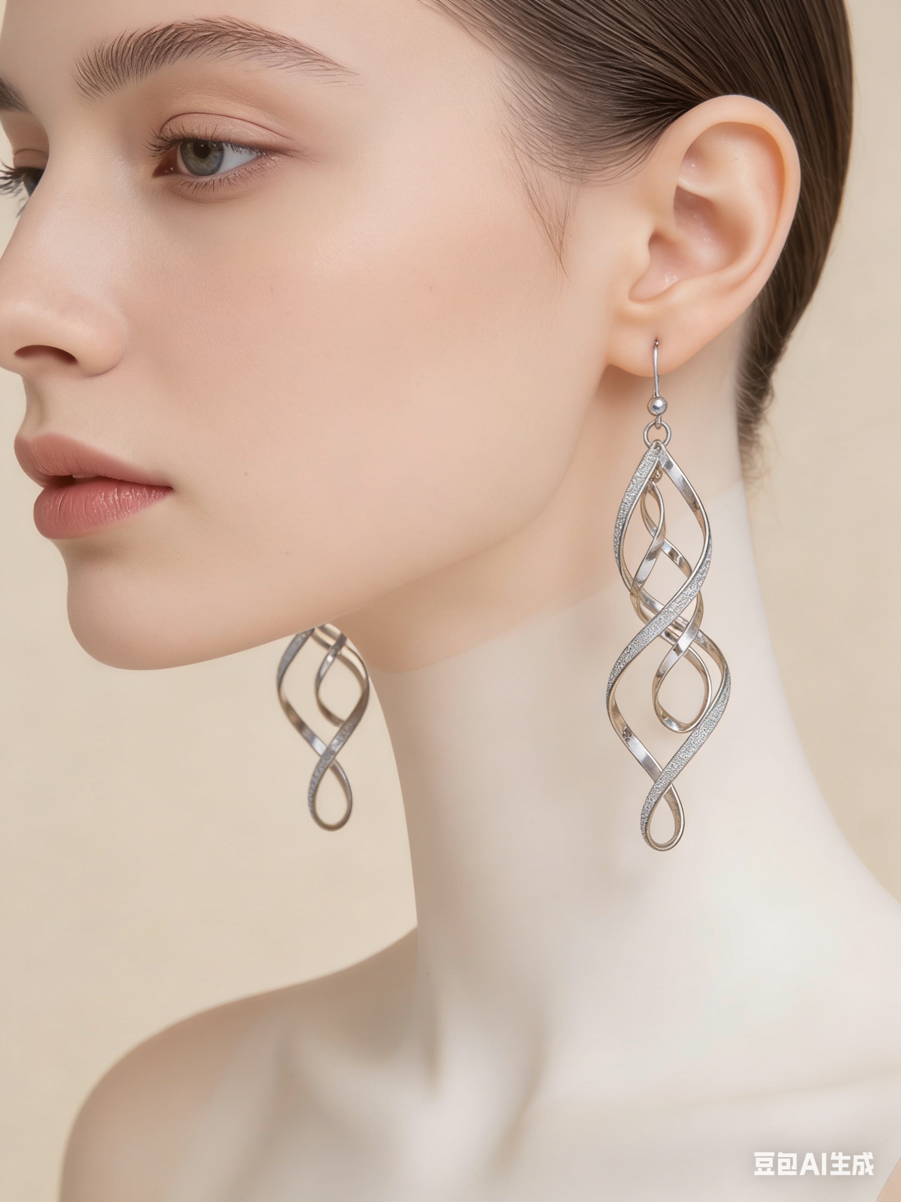 欧美跨境金属风波浪耳环 高级感简约几何螺旋耳钩个性曲线耳扣女