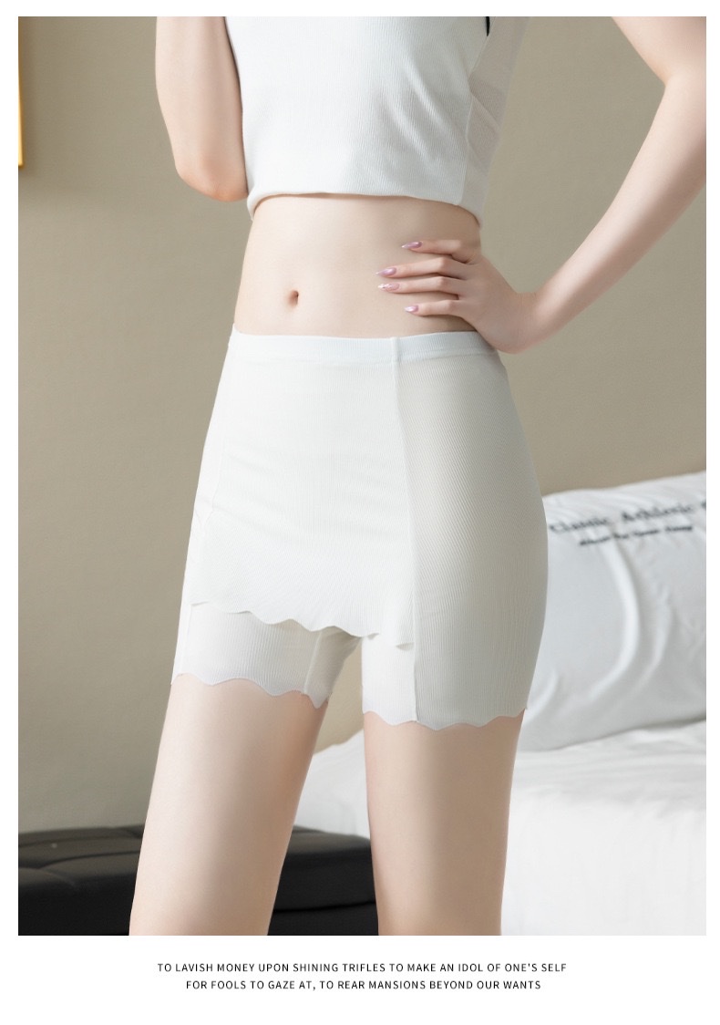 Ice silk double-layer safety pants for women to prevent exposure, summer thin, seamless, non-curled leggings, crop-covering safety shorts detail image 17