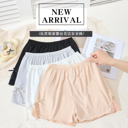 New summer ice silk safety pants for women, lace side bow base, short pants with floral edges that expose New summer ice silk safety pants for women, lace side bow base, short pants with floral edges that expose