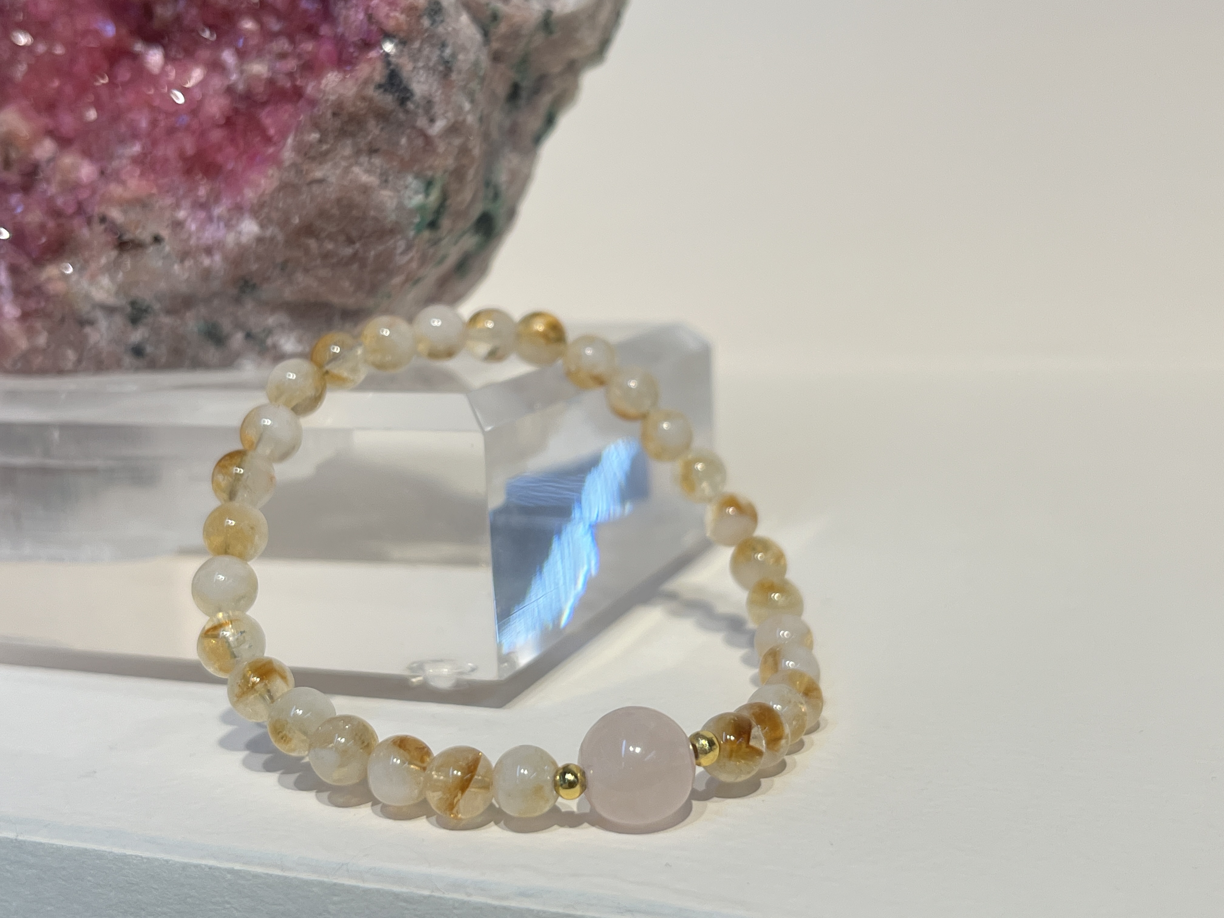 天然黄塔晶粉晶手链水晶手串文玩礼品礼物定制批发详情图3