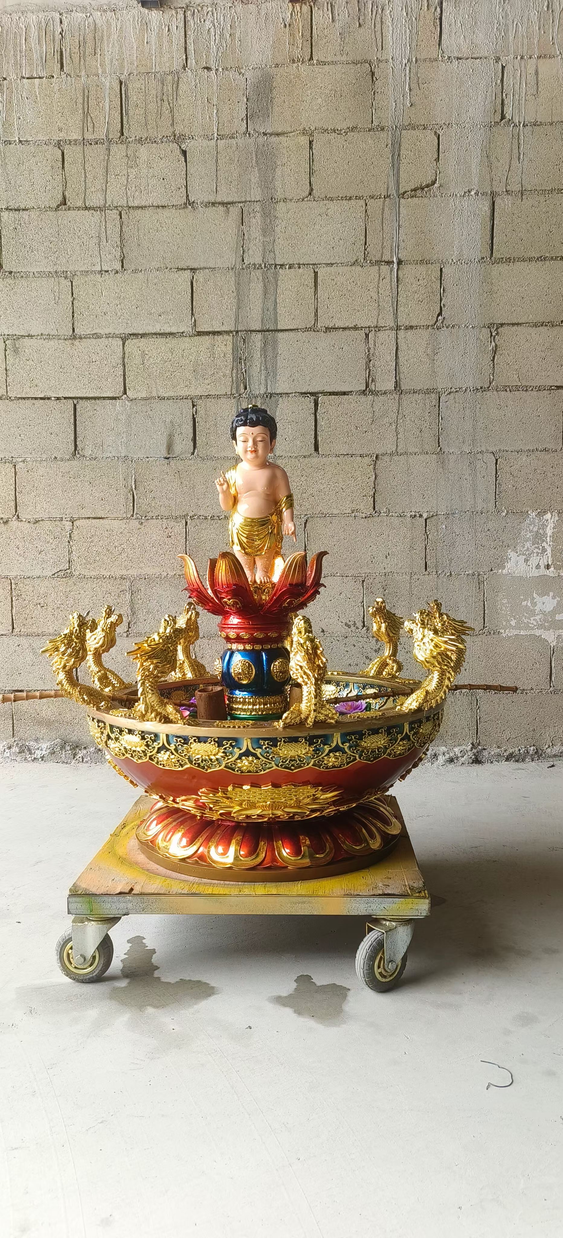 九龙吐水浴佛盆，材质：纯铜 合金  汉白玉 玻璃钢 均可定制
尺寸：盆直径60cm 75cm 85cm 108cm佛具用详情图7