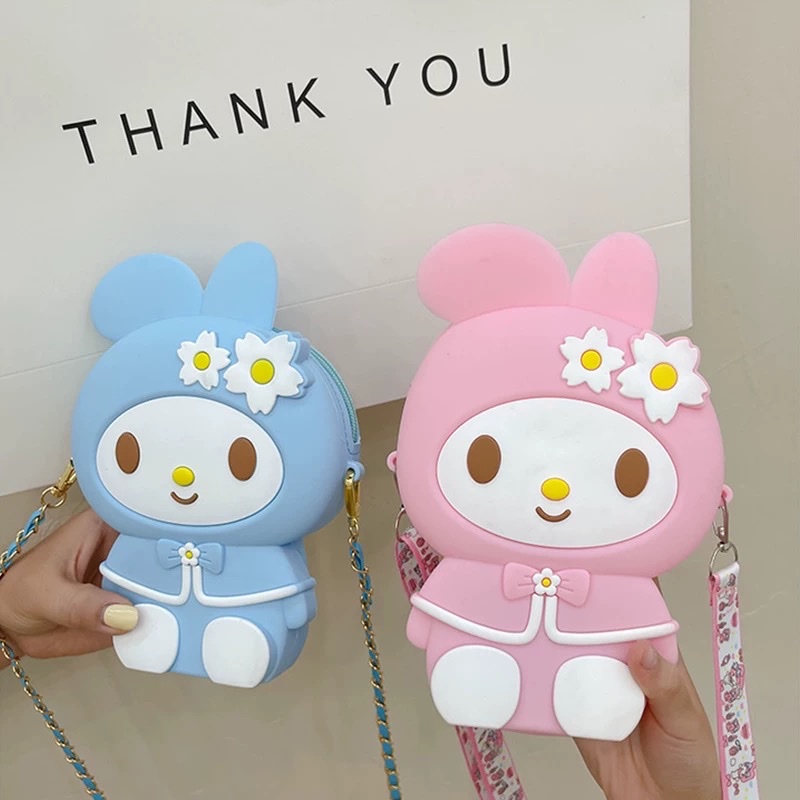 Melati Katon silicone Children's Bag for Girls 2024 New Style Cute Rabbit Baby coin purse single-shoulder crossbody bag