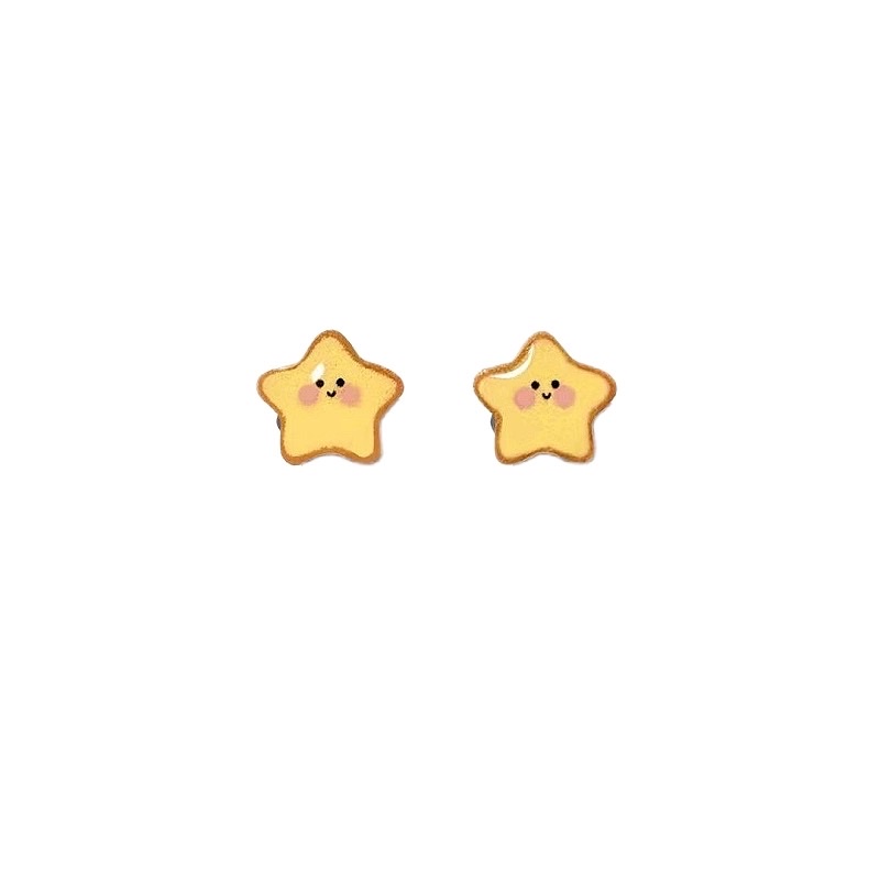 Cute and unique yellow star-shaped ear studs with a distinctive design, sweet and versatile dopamine earrings for summer detail image 5