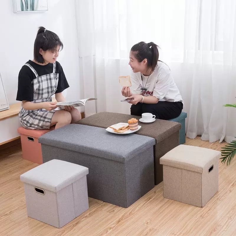 Rectangular storage stools, multi-functional storage stools for adults, children's sofa stools, living room shoe-changing stools, and storage boxes detail image 3