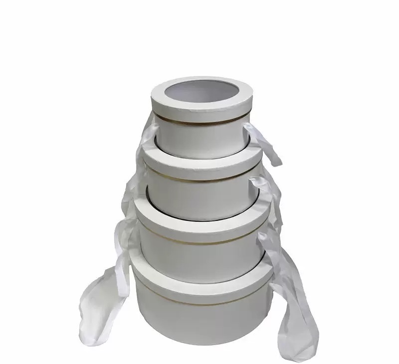 圆形五件套礼品盒丝带手提透明pvc水果礼品包装盒纸制品包装盒