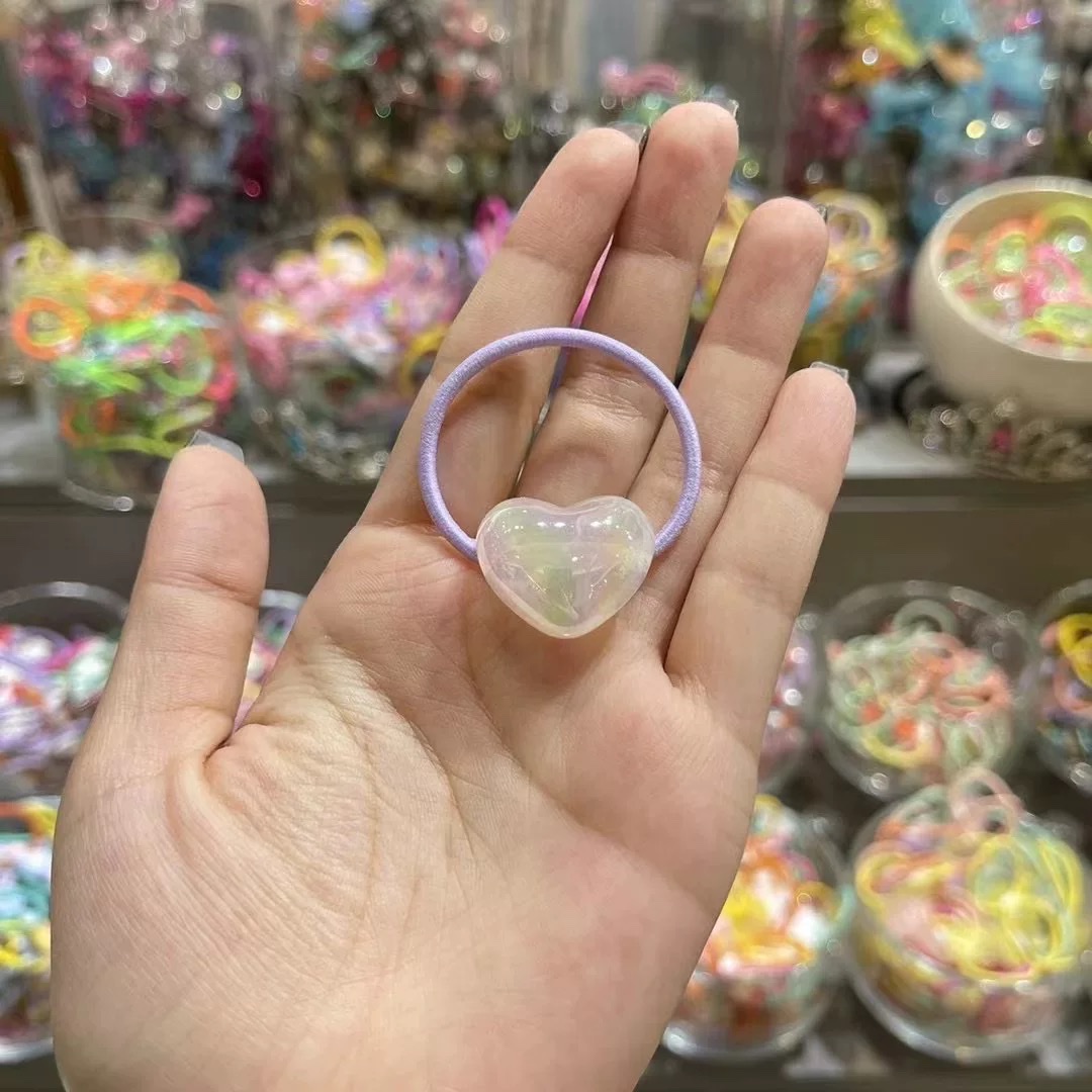 儿童发饰韩国bebeprince儿童发饰甜美可爱撞色爱心发圈女童皮筋不伤发头绳儿童发夹亚克力儿童发夹一次性皮筋儿童发饰详情图5