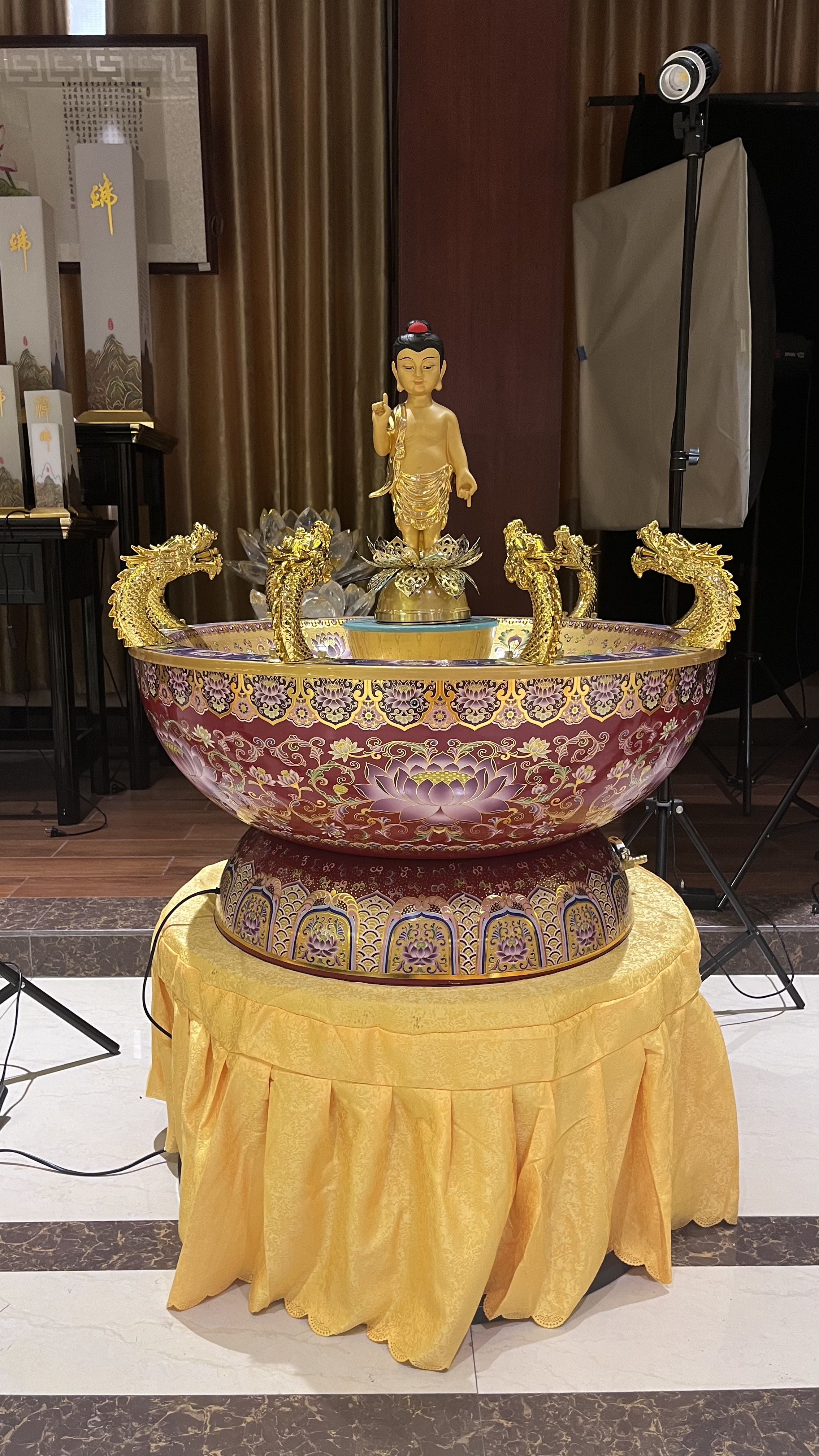 九龙吐水浴佛盆，材质：纯铜 合金  汉白玉 玻璃钢 均可定制
尺寸：盆直径60cm 75cm 85cm 108cm佛具用详情图12