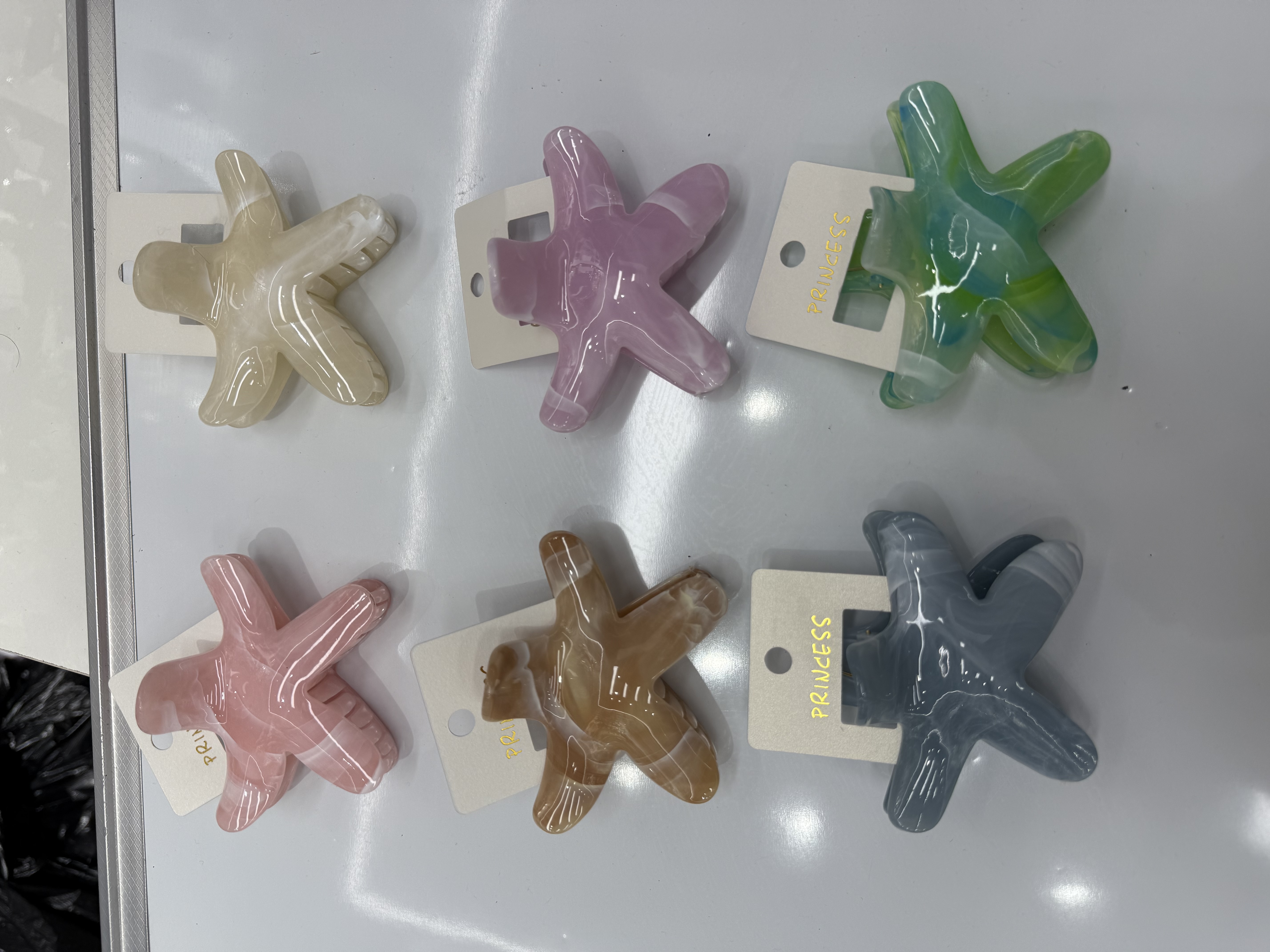 Korean-style color-blocking grab clips, updo shark clips, retro marble-patterned star hair clips, five-pointed star hair accessories... Hair clips and hair accessories