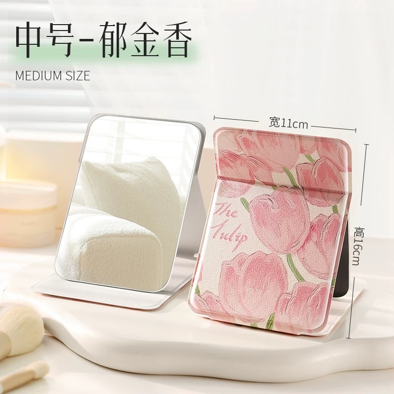 古迪折叠小镜子学生宿舍专用梳妆镜女随身男士便携家用桌面蒽萘LED化妆镜子台式带灯折叠放大网红宿舍桌面美妆卧室梳妆镜女详情图19