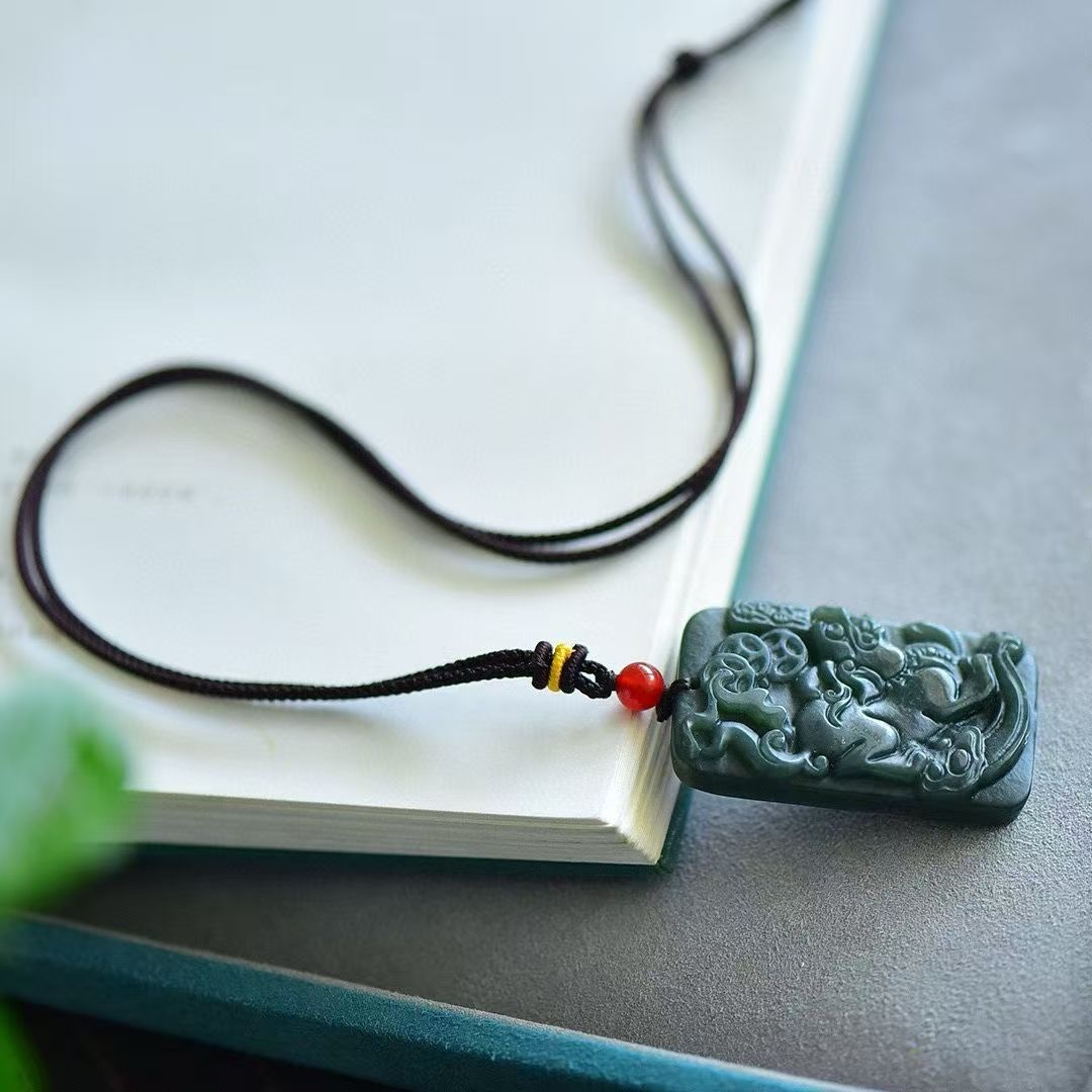 Hetian jade green jade PI Xiu pendant for men and women, couple necklace, jade pendant, jade pendant Specification image