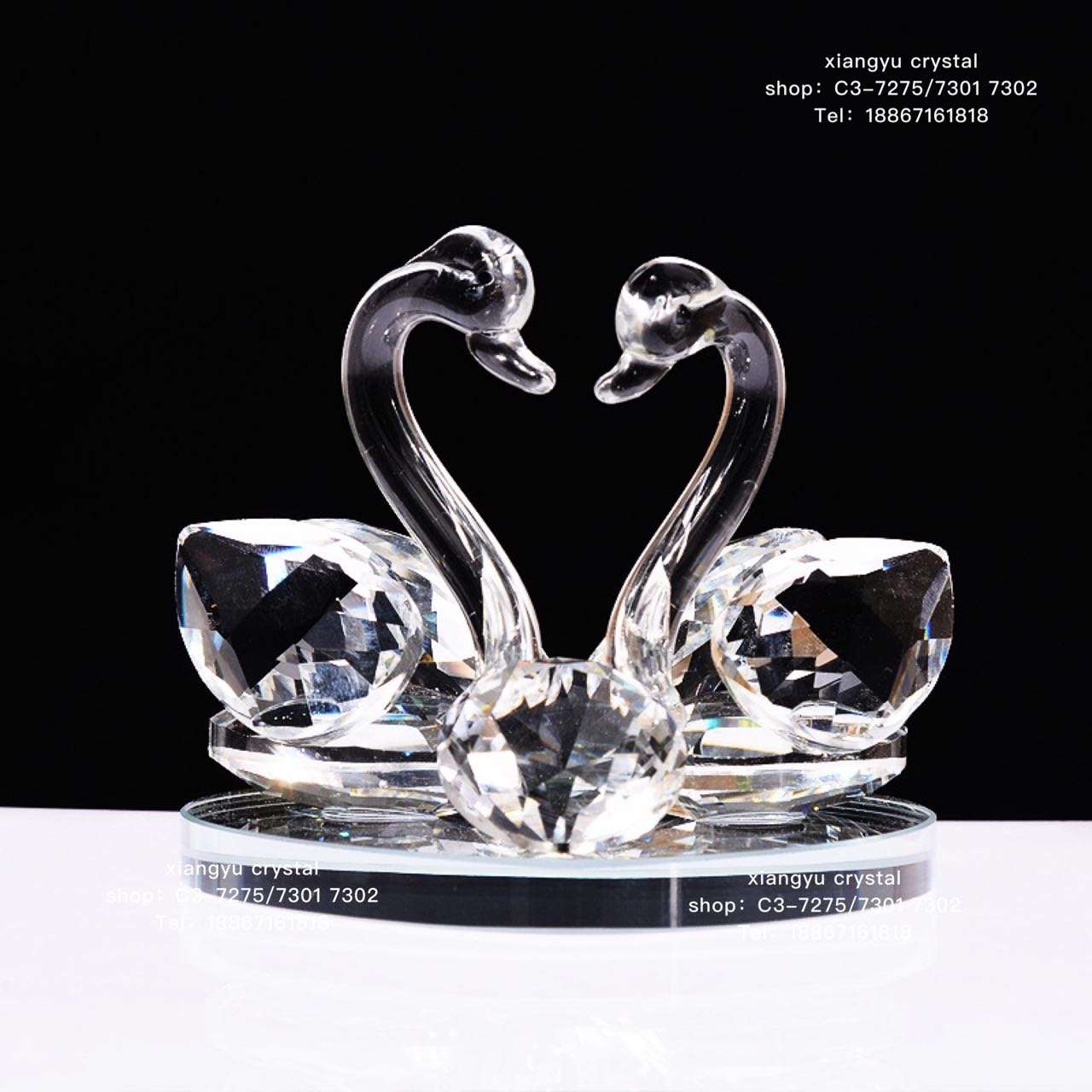 水晶摆件天鹅工艺品摆件精致时尚摆件一对天鹅加水晶钻石工艺品摆件动物工艺品摆件