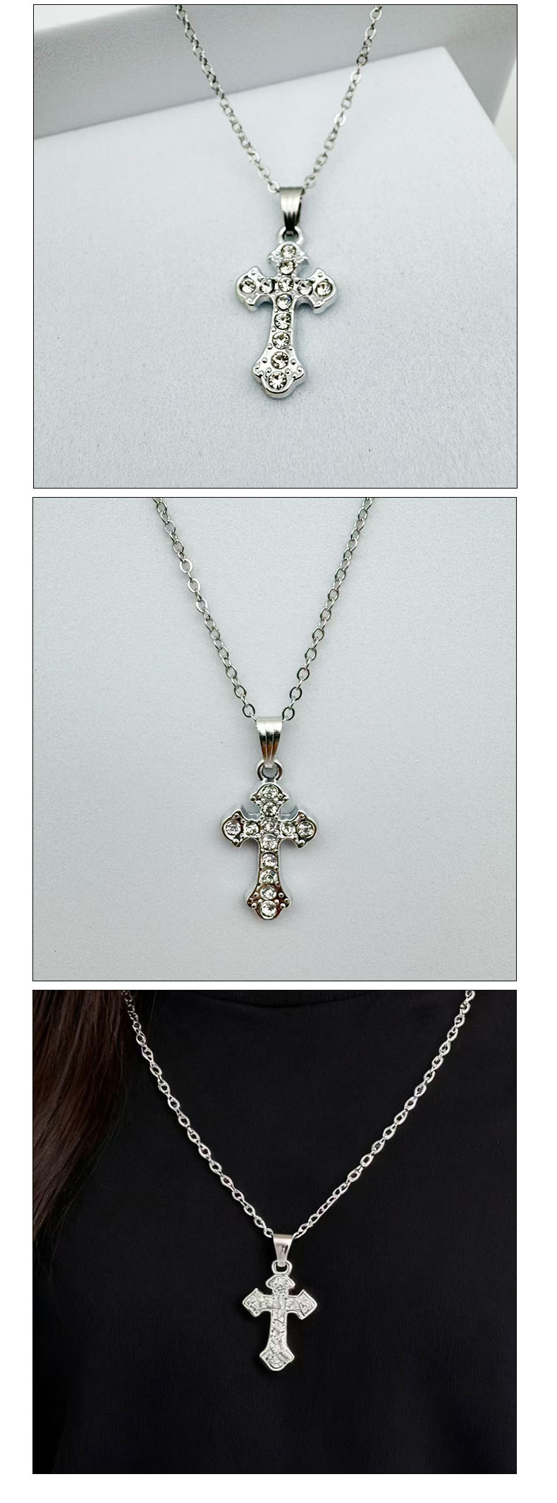 Simple and individual cross necklace, fashionable and creative new style, unisex trendy clothing chain accessory Cross necklace detail image 6