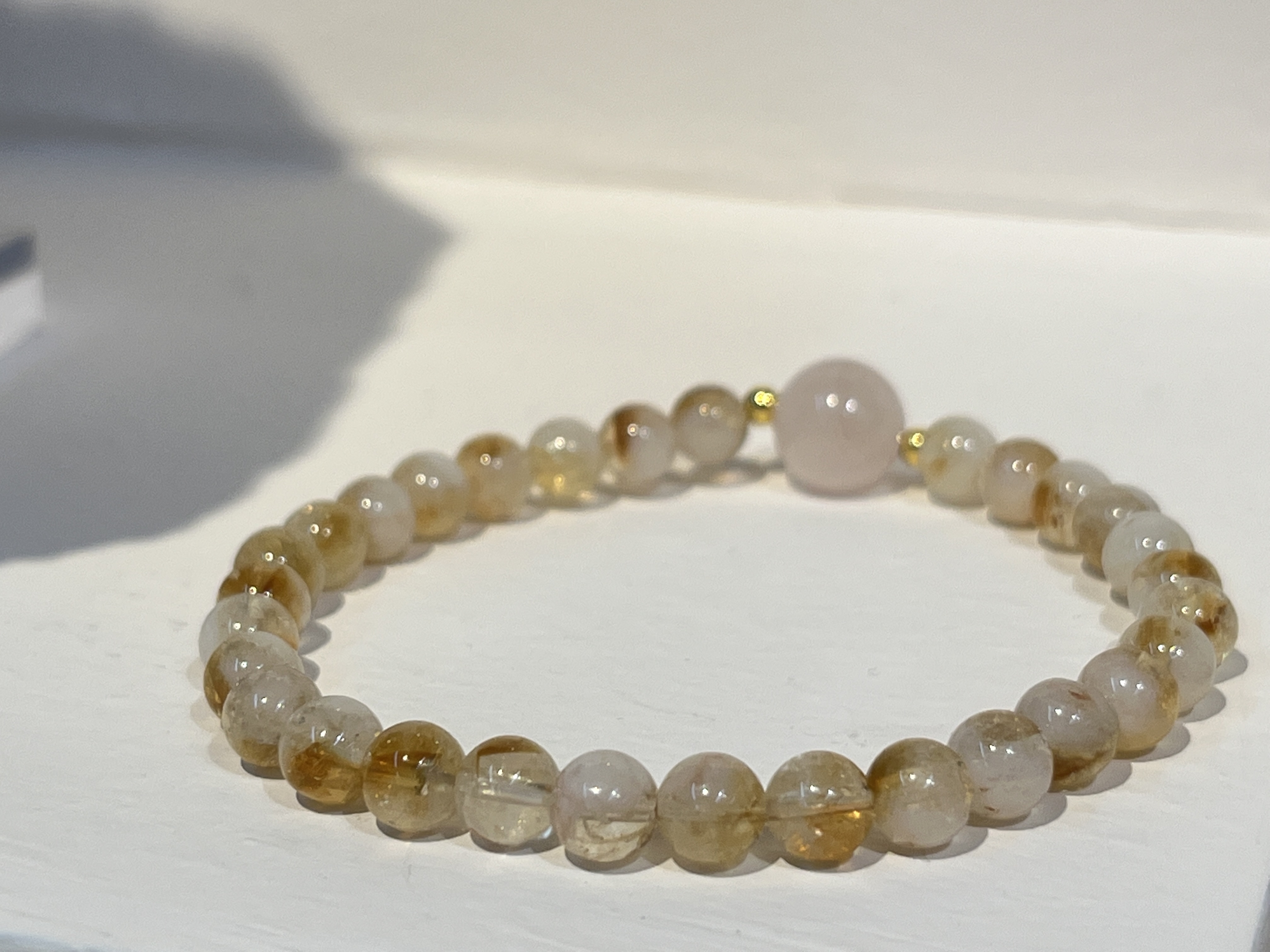 天然黄塔晶粉晶手链水晶手串文玩礼品礼物定制批发白底实物图