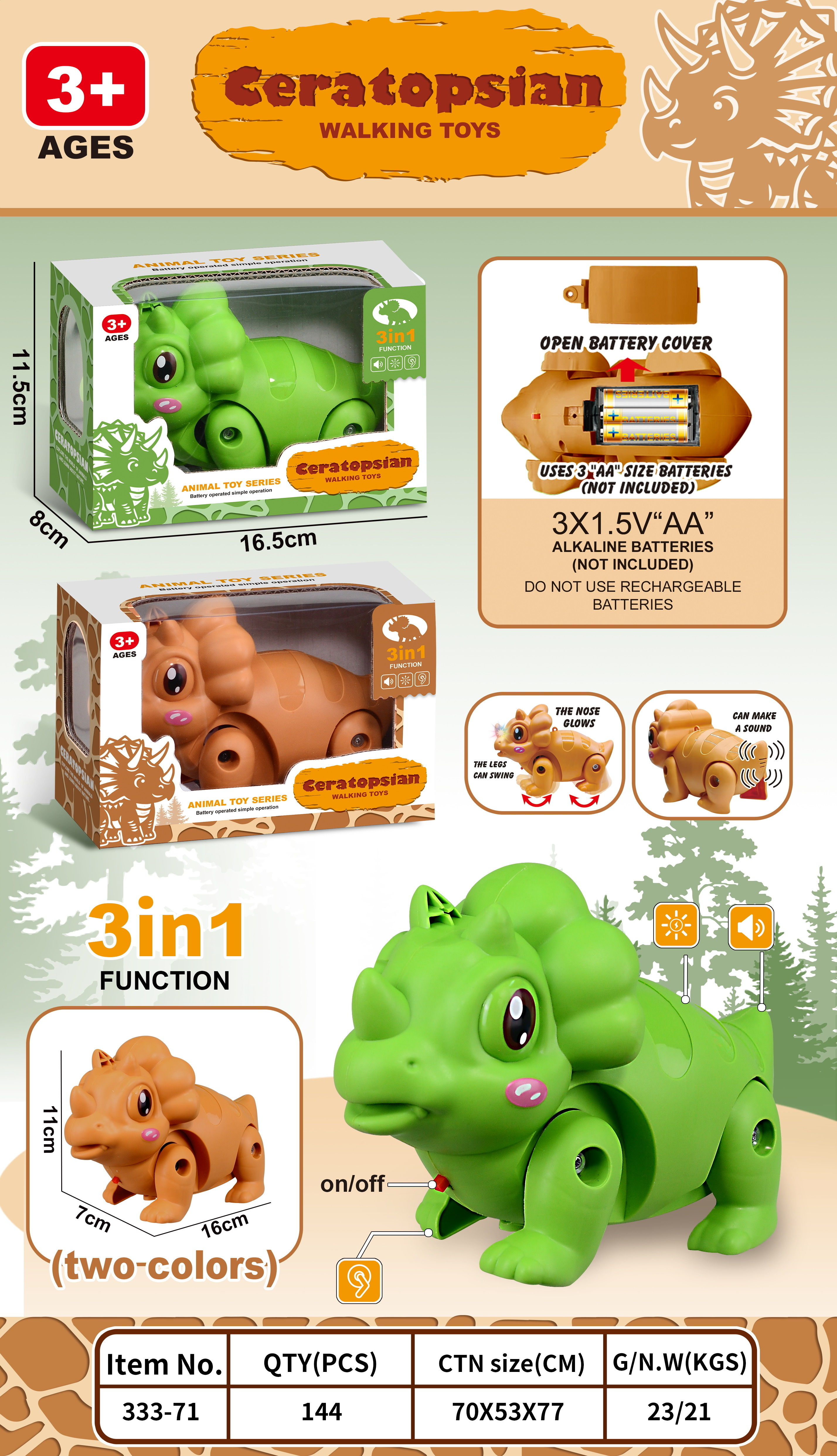 电动恐龙开窗盒包装白底实物图