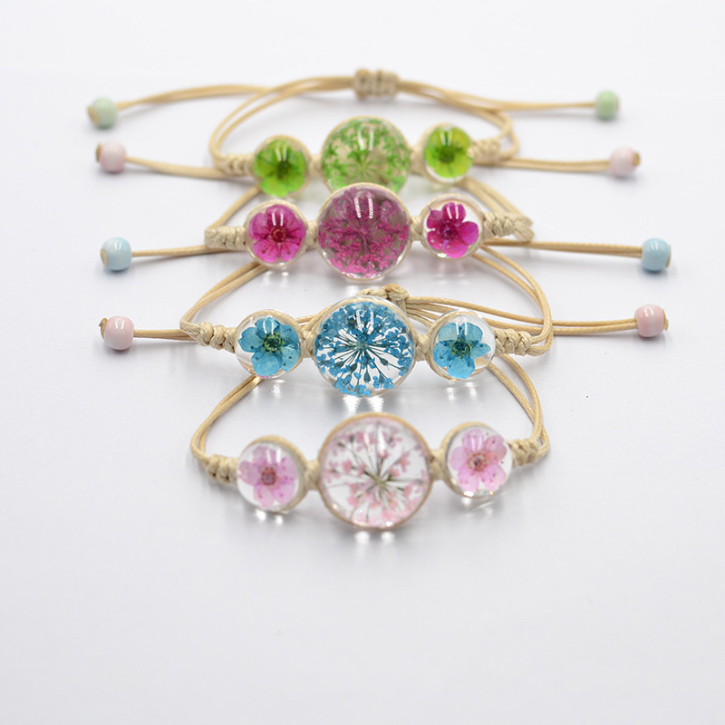 厂家直销批发手链玻璃干花手饰水仙花植物标本小清新甜美风手链 