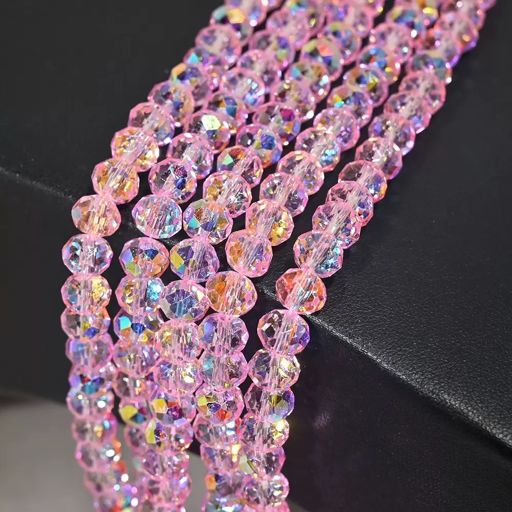 8mm natural color baked flash glass crystal flat beads, handcrafted DIY bracelet, mobile phone chain, non-fading dispersion beads semi-finished product Specification image