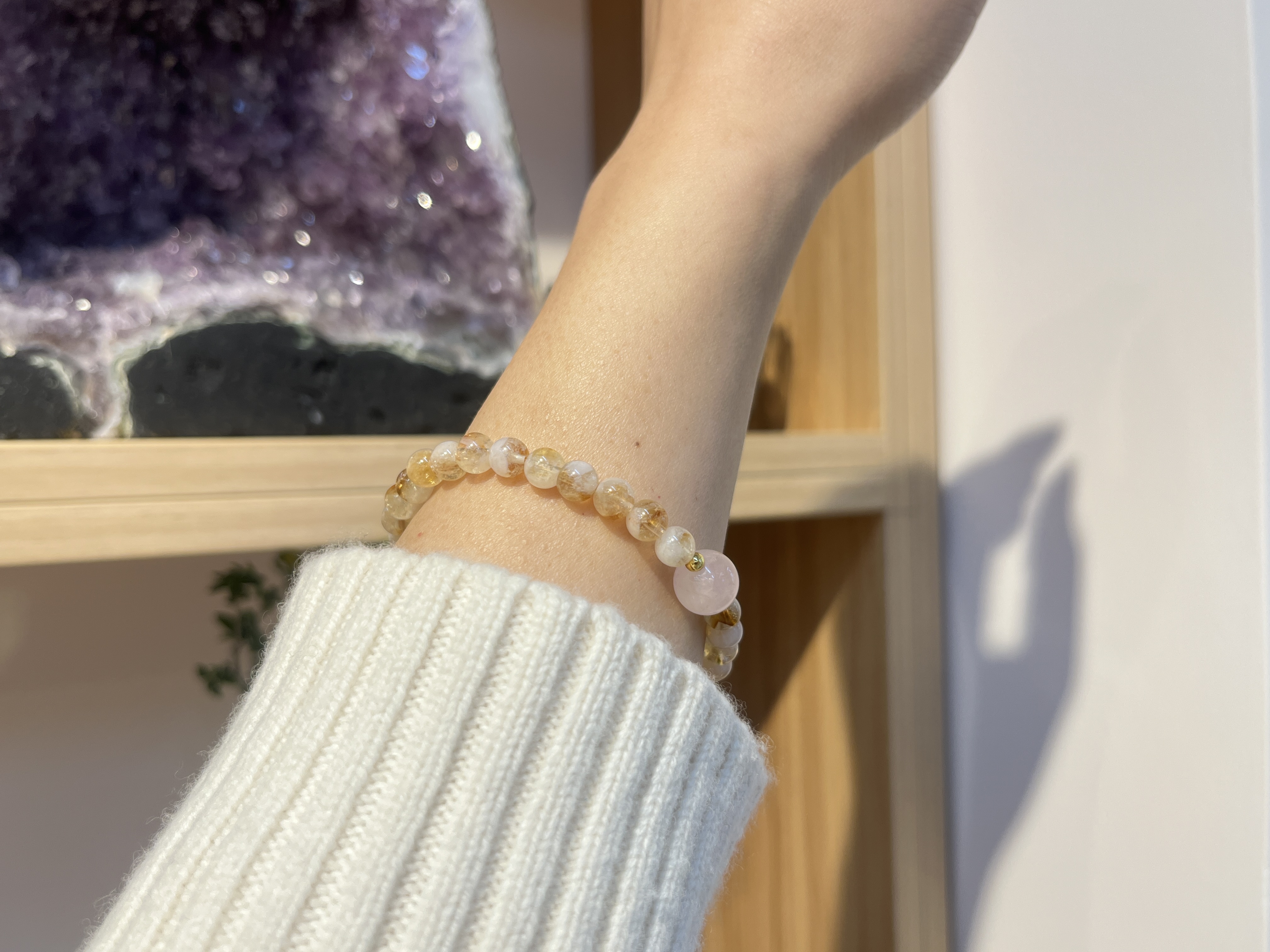 天然黄塔晶粉晶手链水晶手串文玩礼品礼物定制批发详情图8