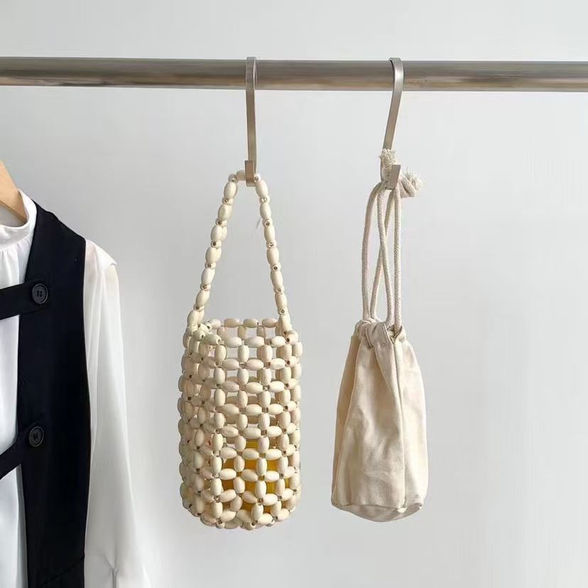 Handmade beaded bag, special wooden bag, bucket bag, fashionable and versatile new style, 2026 wooden beaded women's bag Specification image
