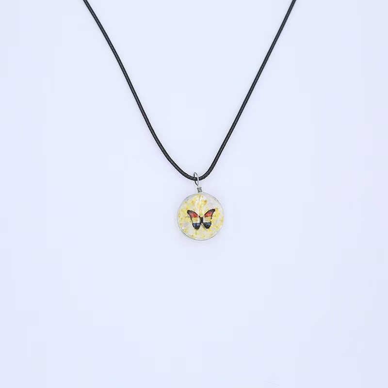 植物饰品吊坠天然干花简约项链手工蕾丝时光宝石雪珠花蝴蝶详情图3