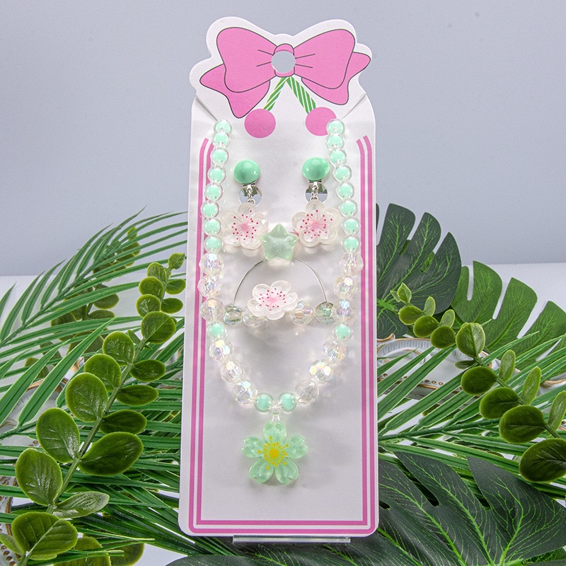 新款儿童饰品项链手链耳夹戒指樱花公主女童首饰套装参加直销详情图9