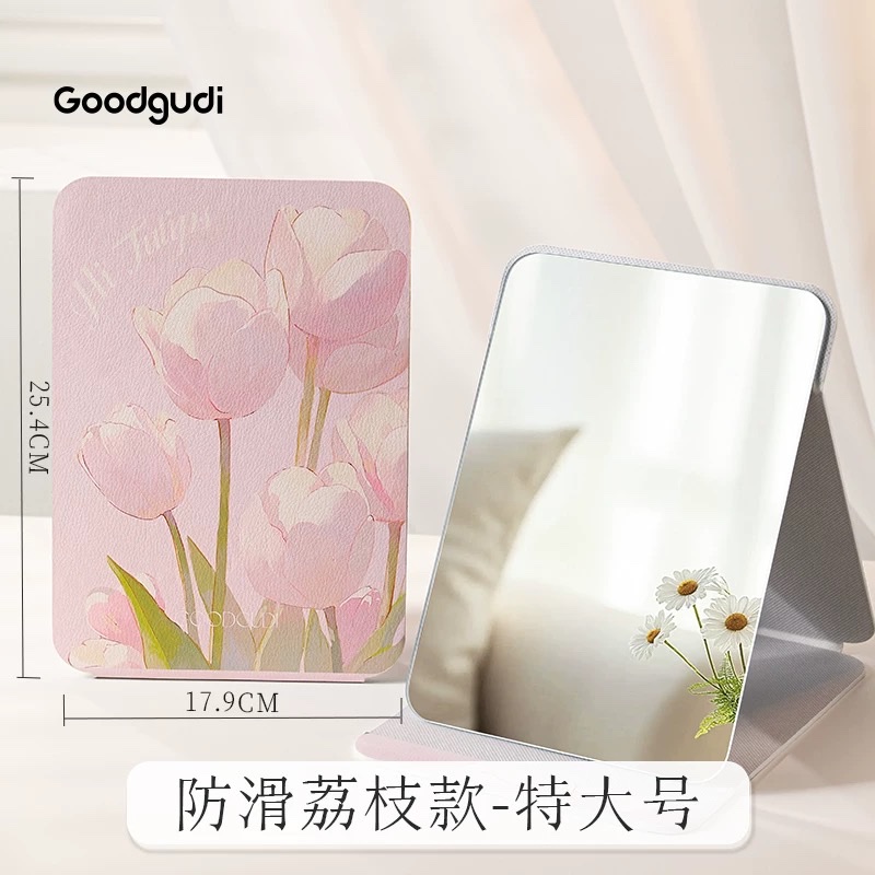 古迪折叠小镜子学生宿舍专用梳妆镜女随身男士便携家用桌面蒽萘LED化妆镜子台式带灯折叠放大网红宿舍桌面美妆卧室梳妆镜女详情图17