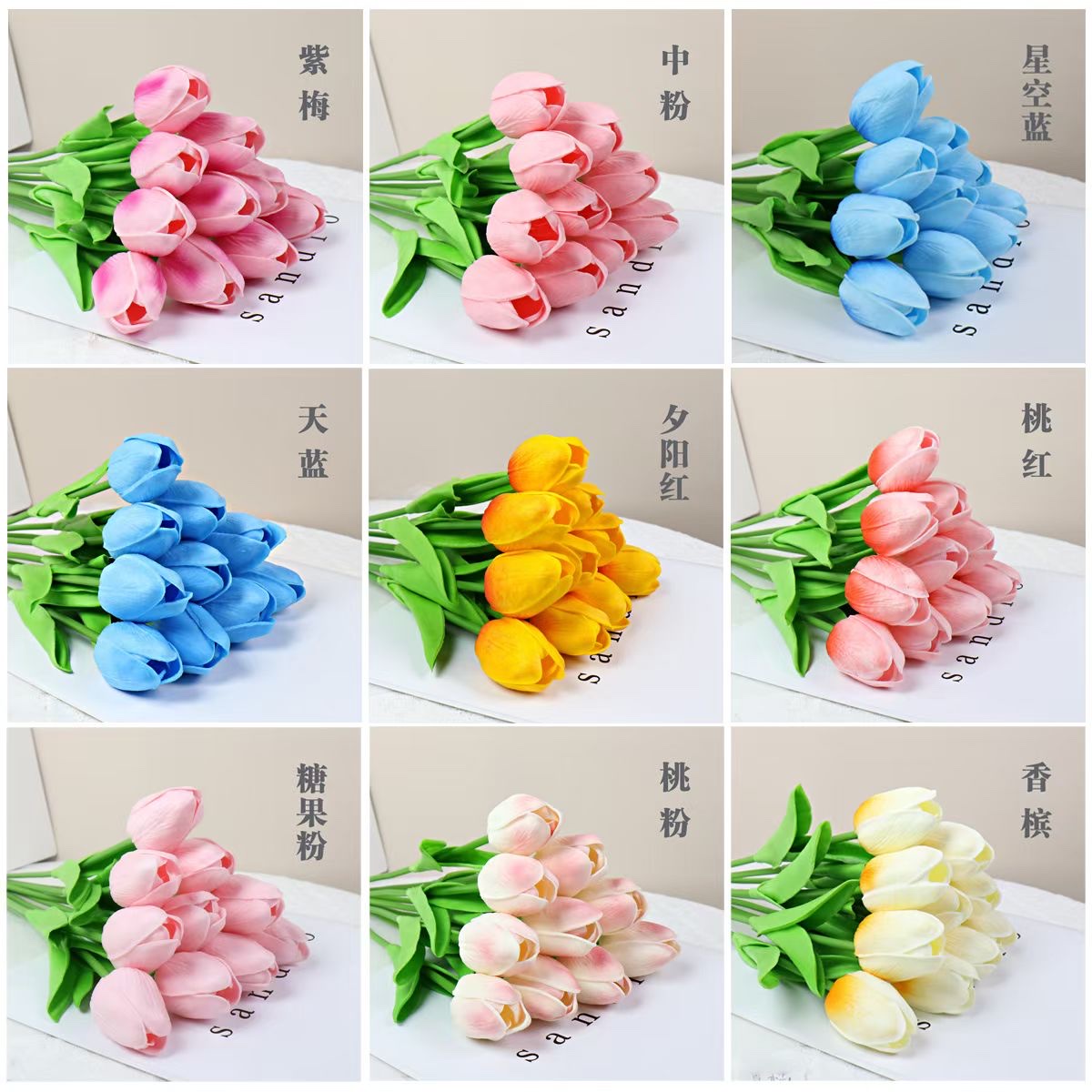 PU mini tulip artificial flowers, Nordic-style wedding home decoration props, artificial plants, cross-border wholesale detail image 4