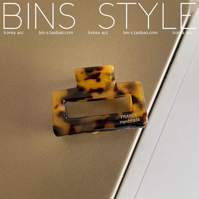 Korean imported chic French simple and casual style small square brown ink-wash tortoiseshell hair gripper half hair clip hair accessory hair clip gripper Specification image