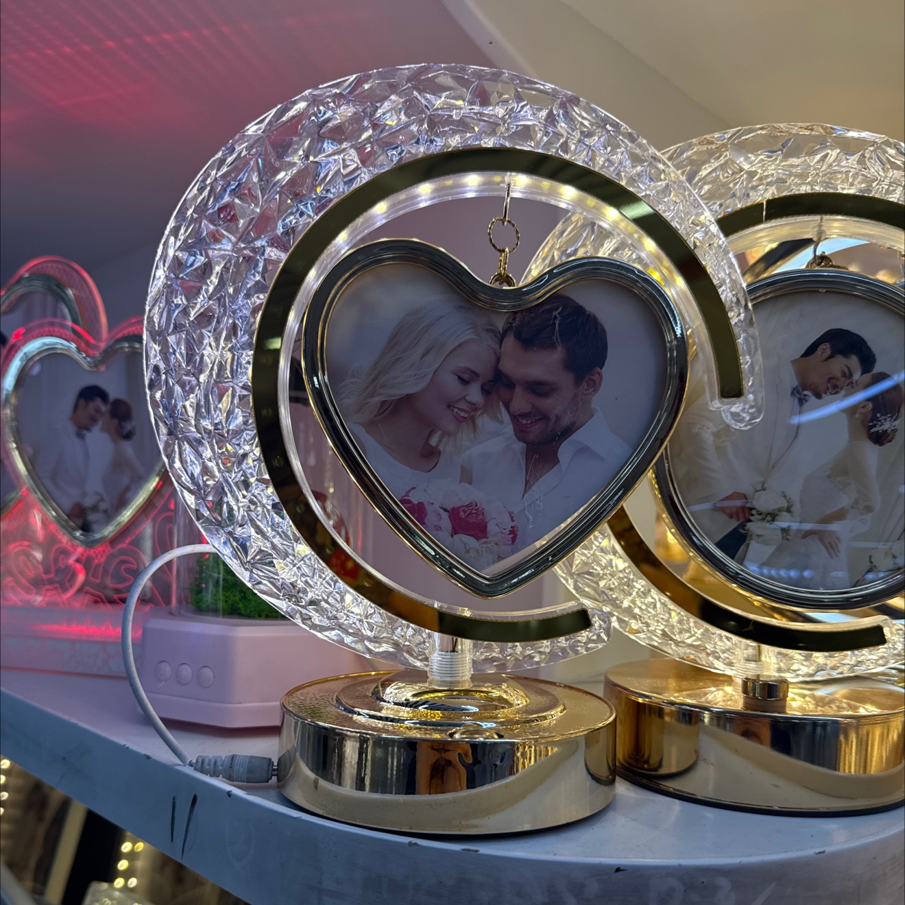 月亮相框2026年新款加灯LED相框灯 台灯塑料相框相框