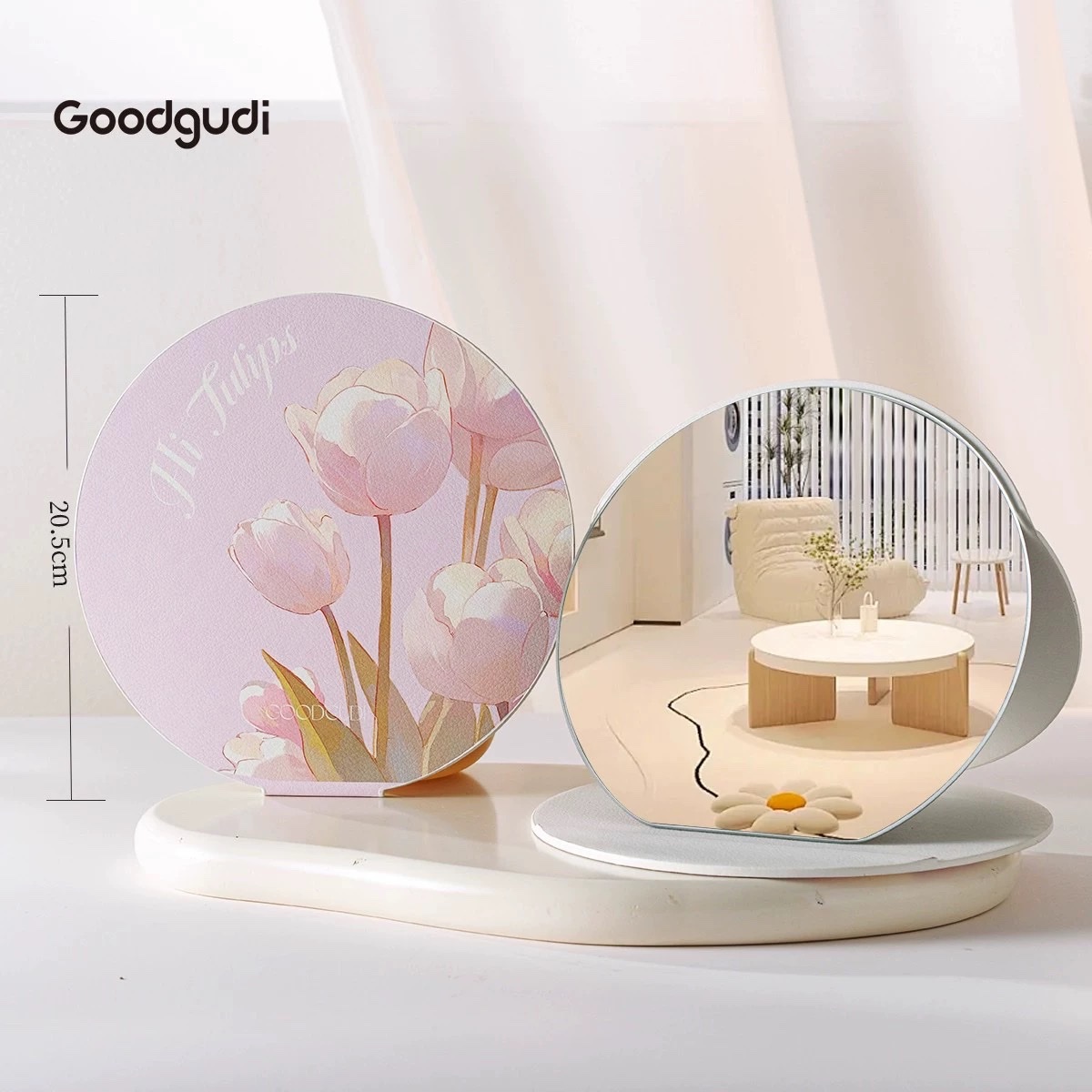 古迪折叠小镜子学生宿舍专用梳妆镜女随身男士便携家用桌面蒽萘LED化妆镜子台式带灯折叠放大网红宿舍桌面美妆卧室梳妆镜女详情图16