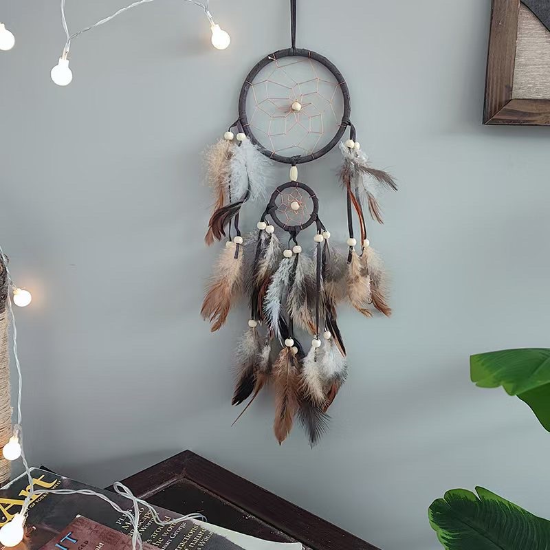 家居装饰生日礼物森系羽毛风铃捕梦网挂饰印第安捕梦网详情图12
