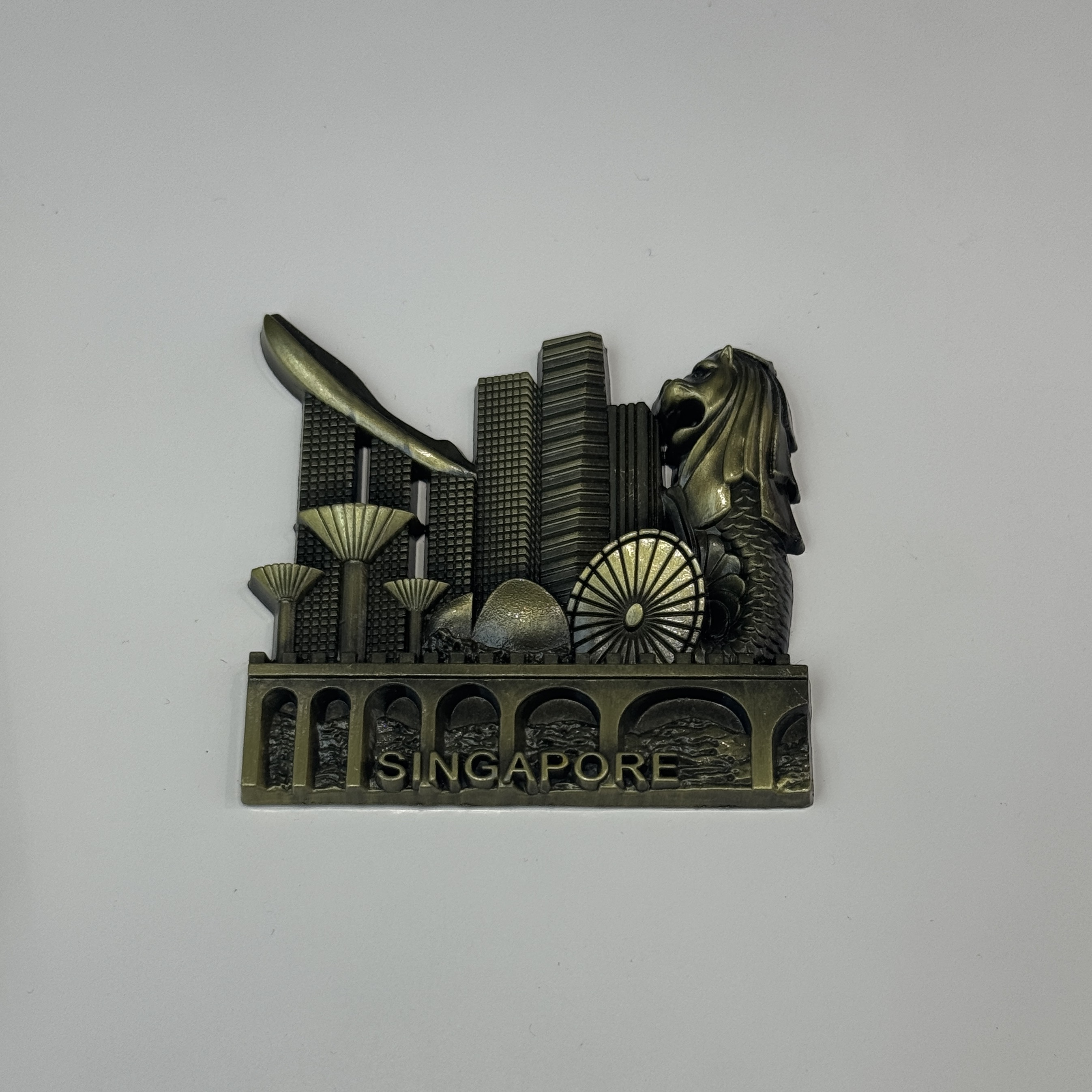 Zinc alloy fridge magnets, Singapore travel souvenirs, home decoration custom fridge magnets
