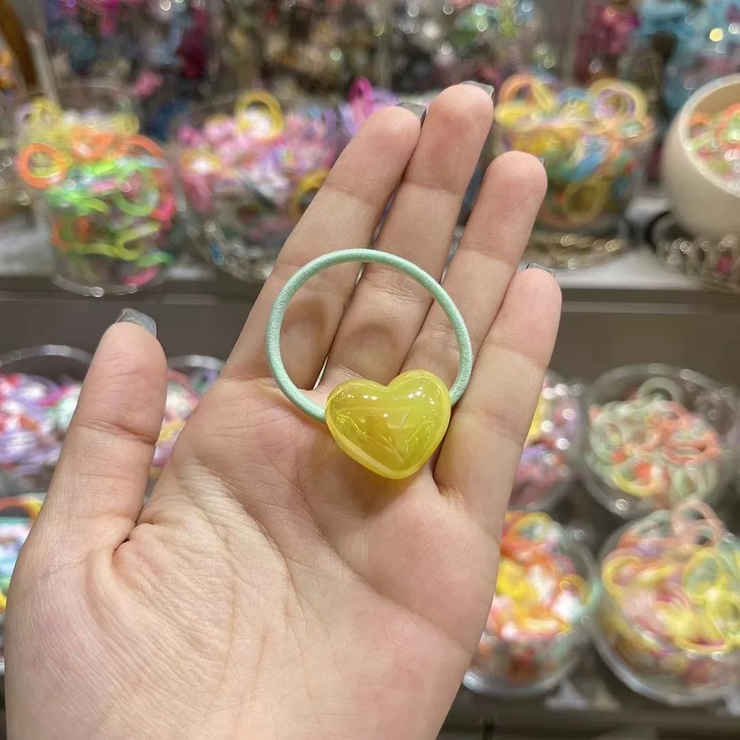 儿童发饰韩国bebeprince儿童发饰甜美可爱撞色爱心发圈女童皮筋不伤发头绳儿童发夹亚克力儿童发夹一次性皮筋儿童发饰详情图9