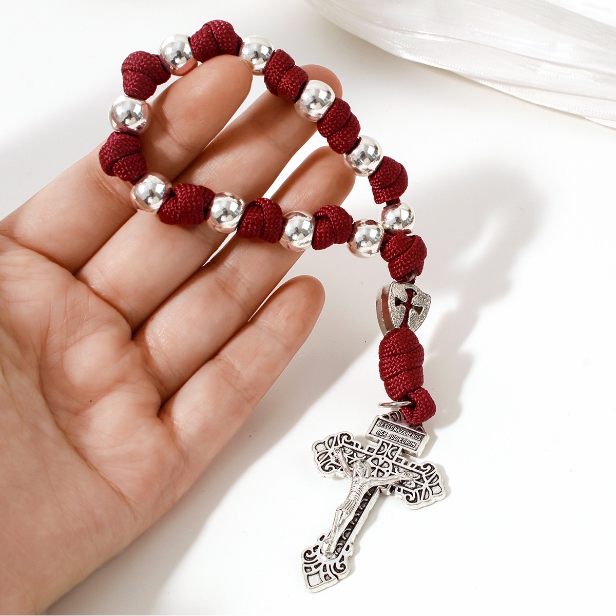 Cross-border e-commerce cross hand-woven rope bracelets, car pendants, ROSARY rosary beads, bracelets and jewelry are exclusively available for wholesale Item Picture