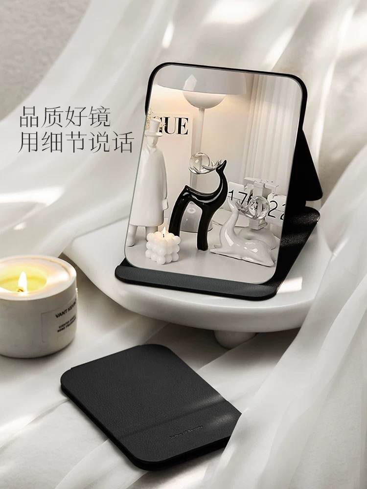 古迪折叠小镜子学生宿舍专用梳妆镜女随身男士便携家用桌面蒽萘LED化妆镜子台式带灯折叠放大网红宿舍桌面美妆卧室梳妆镜女细节图