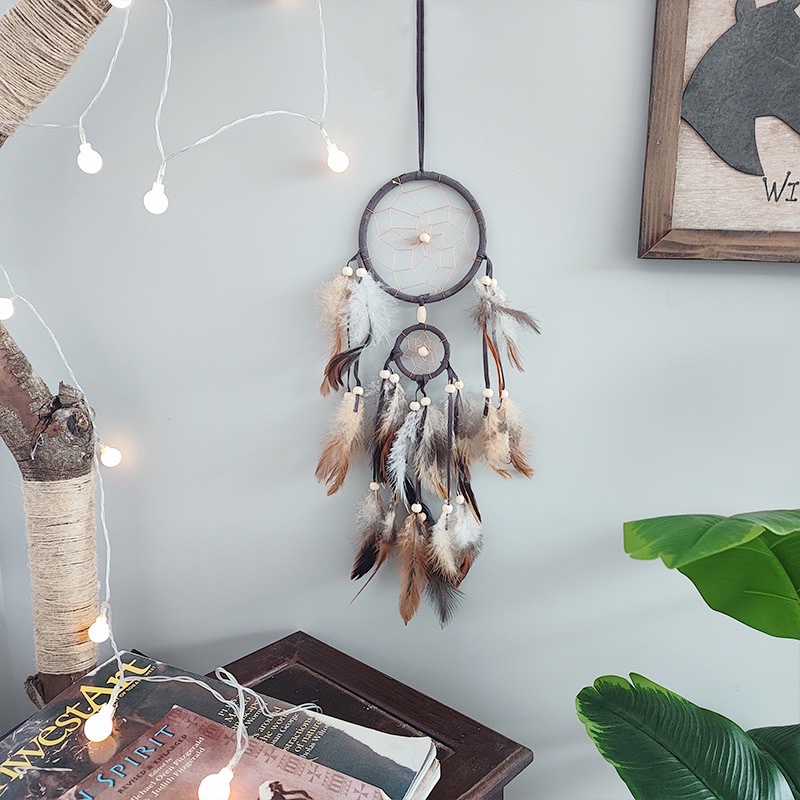 家居装饰生日礼物森系羽毛风铃捕梦网挂饰印第安捕梦网详情图3