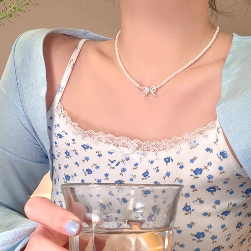 高级感爆款蝴蝶珍珠项链女ins风百搭小众新款锁骨链轻奢精致配饰 多层项链珍珠项链