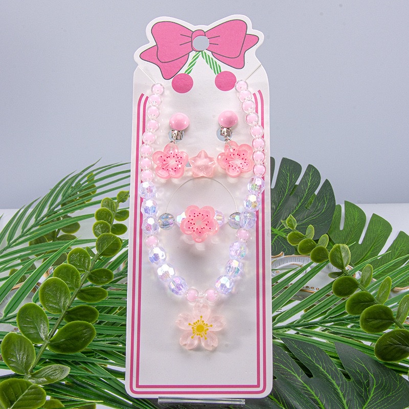 新款儿童饰品项链手链耳夹戒指樱花公主女童首饰套装参加直销详情图8