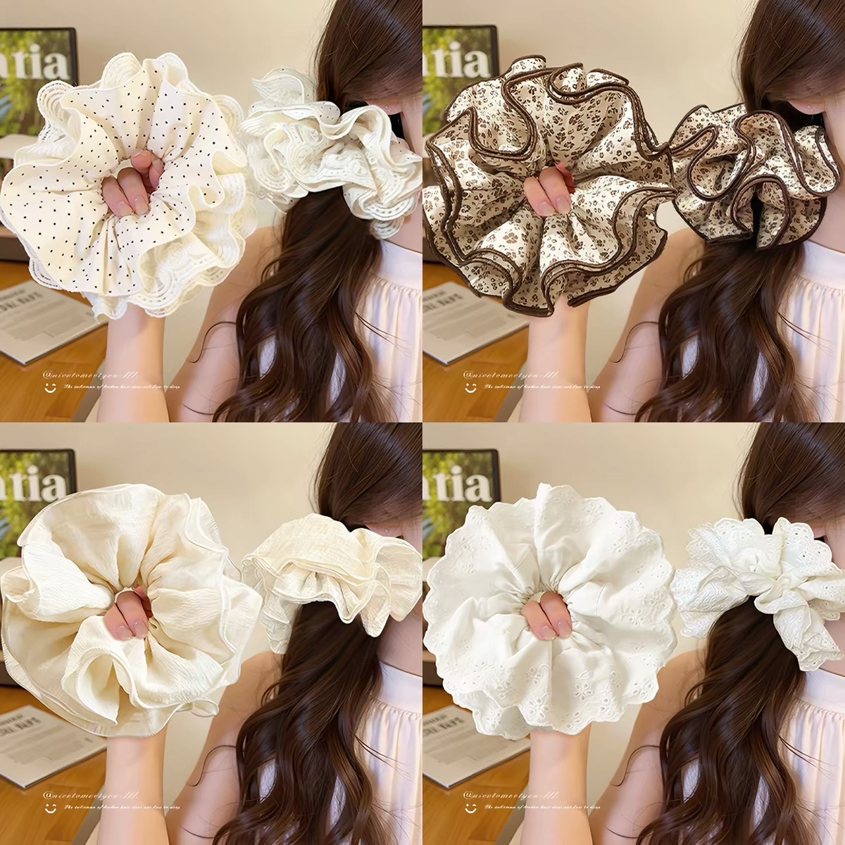 Hair tie, large intestine hair band, Korean-style hair tie, girls' high-end look, Korean-style rubber band, sweet fat intestine circle, forest-style hair accessory detail image 3