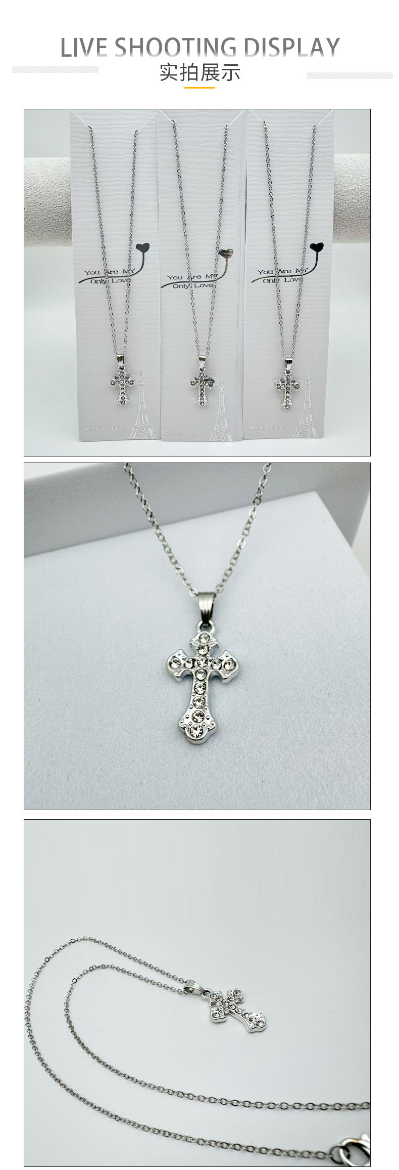 Simple and individual cross necklace, fashionable and creative new style, unisex trendy clothing chain accessory Cross necklace detail image 5