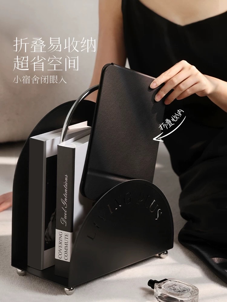 古迪折叠小镜子学生宿舍专用梳妆镜女随身男士便携家用桌面蒽萘LED化妆镜子台式带灯折叠放大网红宿舍桌面美妆卧室梳妆镜女白底实物图