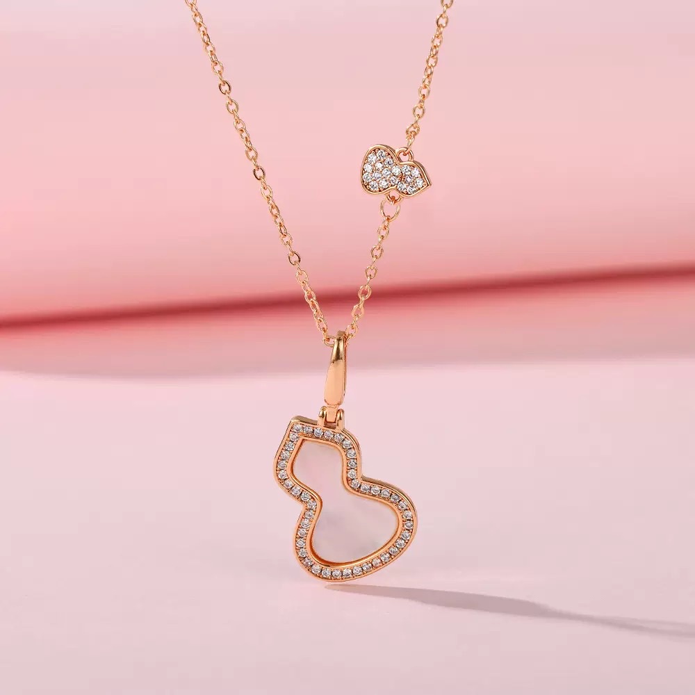 高品质精工红玛瑙葫芦项链女国潮气质小众设计高级感白贝母锁骨链 细节图